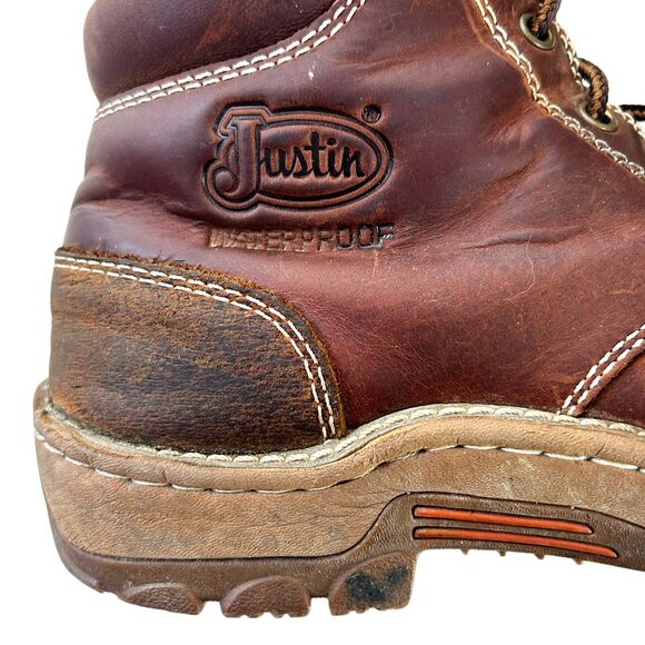 Justin Corbett Lace Up Moc Toe Waterproof Work Boots - Alloy Toe Mens Size 8